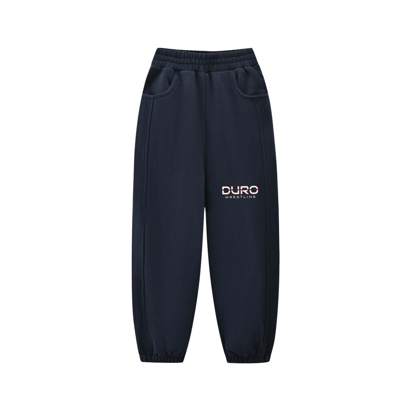 DURO Youth Wrestling heavyweight fleece sweatpants in black, back view