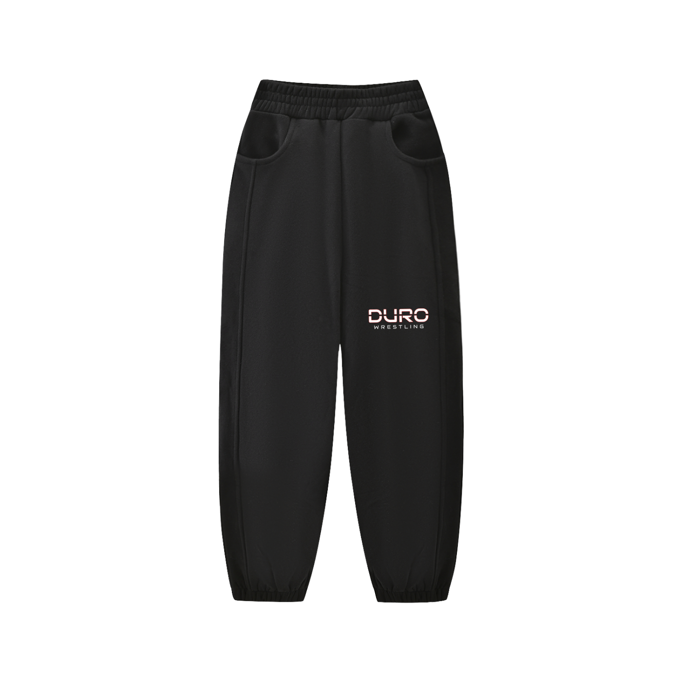 DURO Youth Wrestling heavyweight fleece sweatpants in flower grey, front view