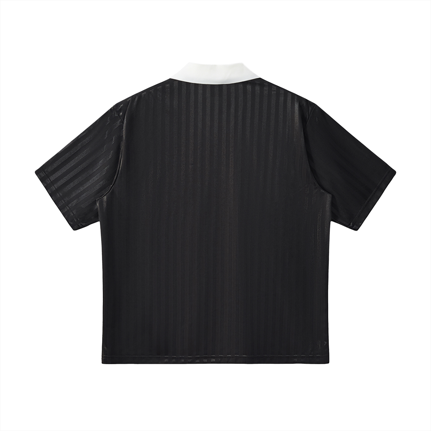 DURO Wrestling club jersey in black with white contrast collar and striped detailing, back view