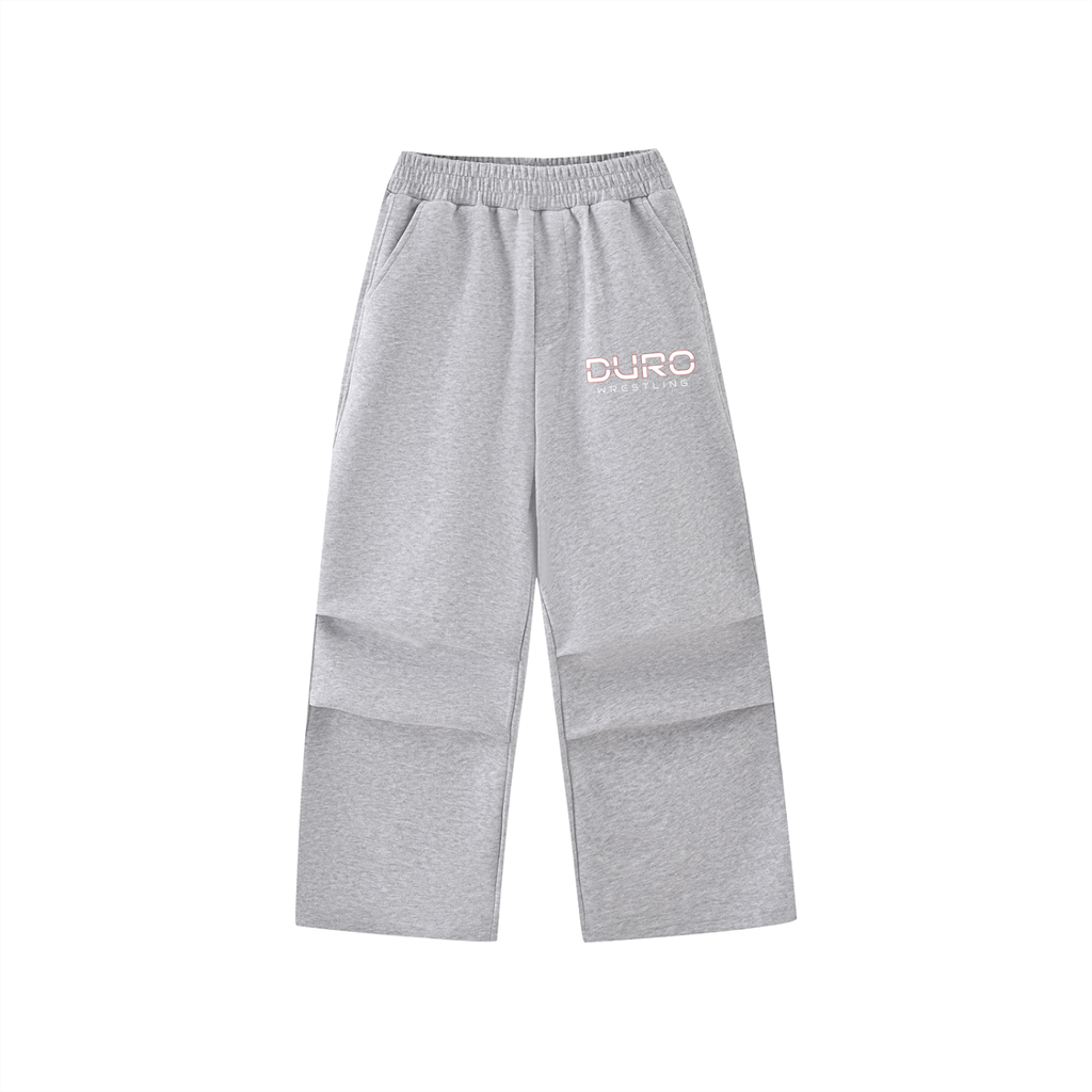 DURO Youth Wrestling straight-leg sweatpants in flower grey, back view