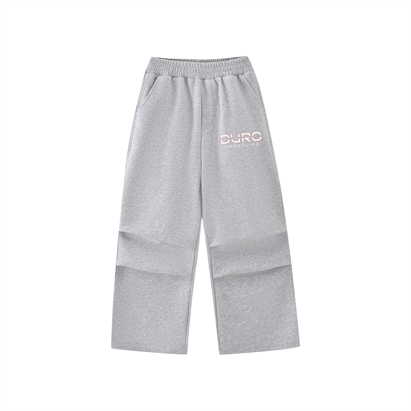 DURO Youth Wrestling straight-leg sweatpants in flower grey, back view