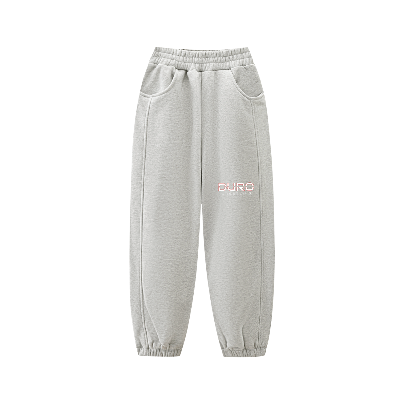 DURO Youth Wrestling heavyweight fleece sweatpants in navy blue, front view