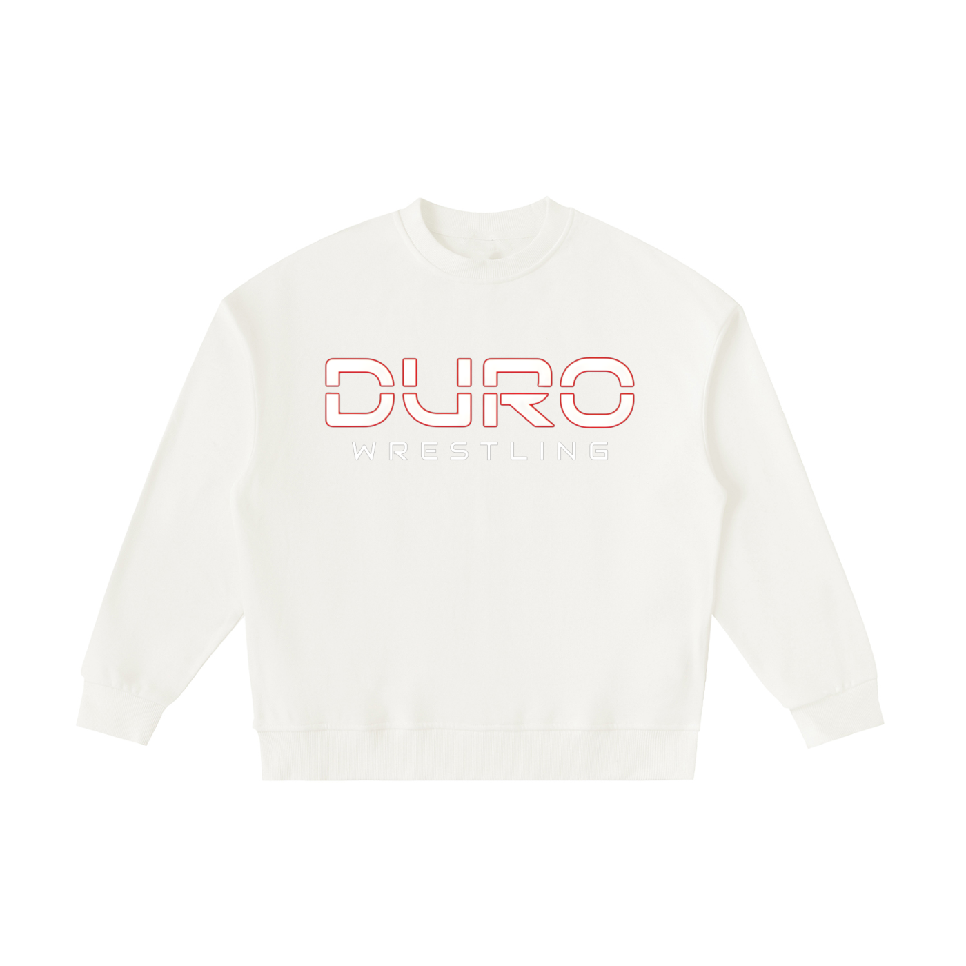 DURO Youth Wrestling heavyweight fleece crewneck in beige, back view