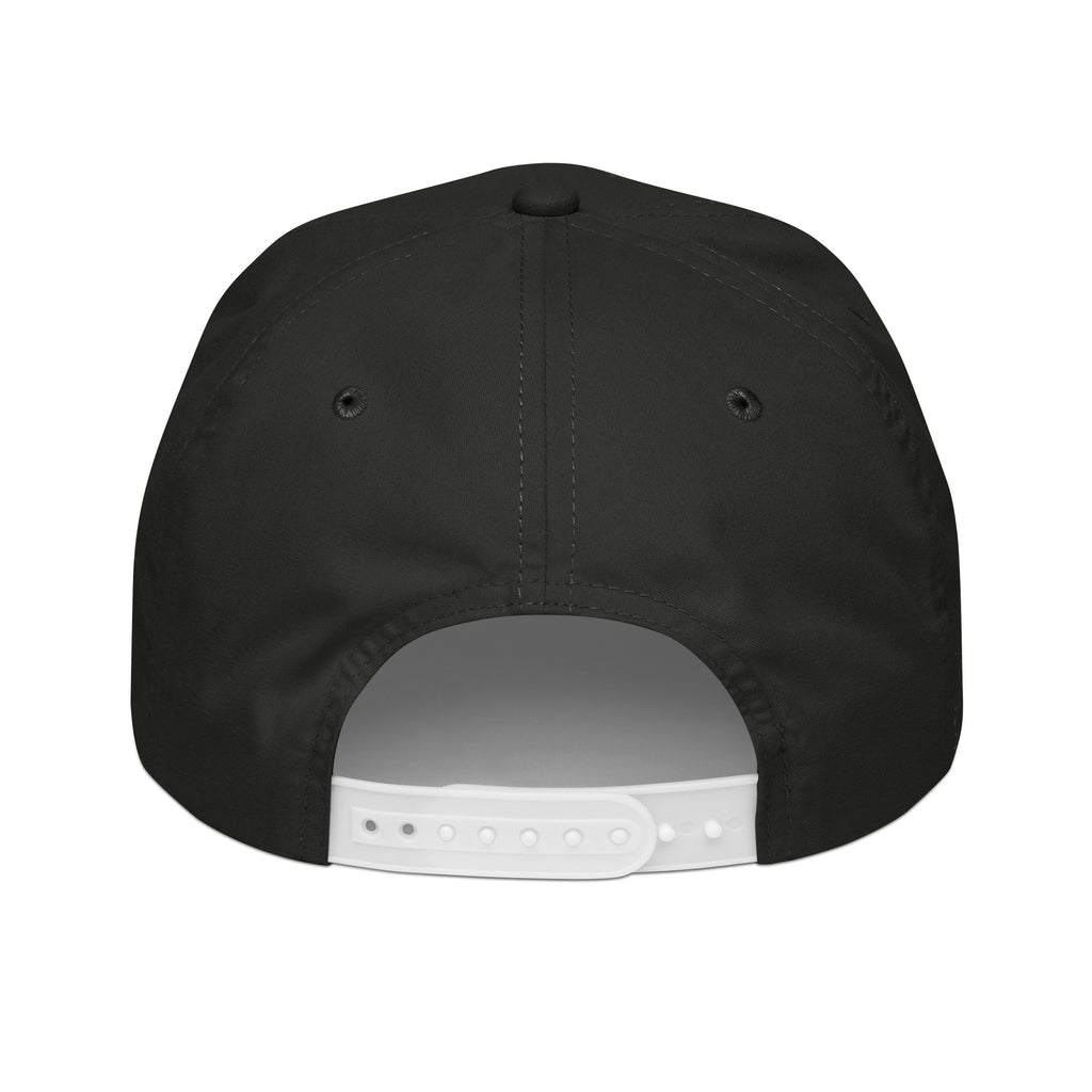 DURO Martial Arts 5-panel rope cap in black and white, back view