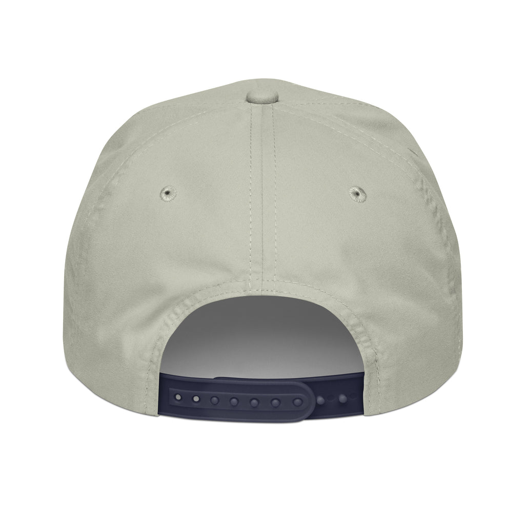 DURO Martial Arts 5-panel rope cap in light grey and navy, back view