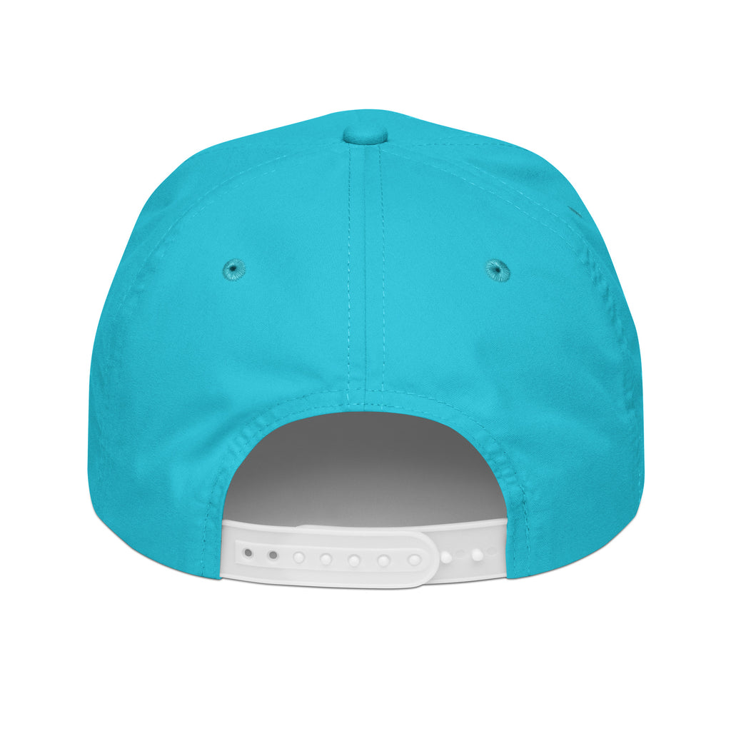 DURO Martial Arts 5-panel rope cap in turquoise and white, back view