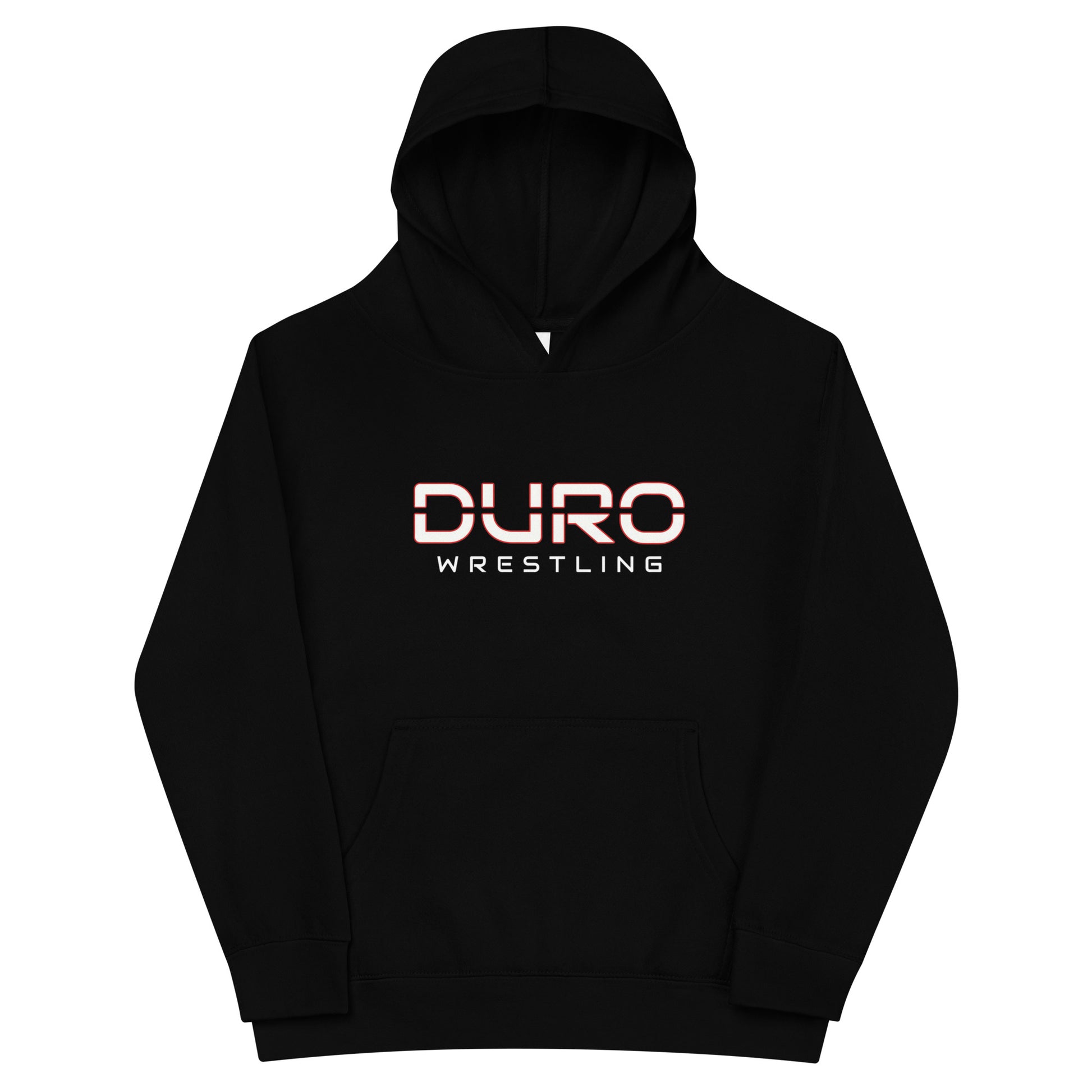 DURO Youth Wrestling premium fleece hoodie in black, front view
