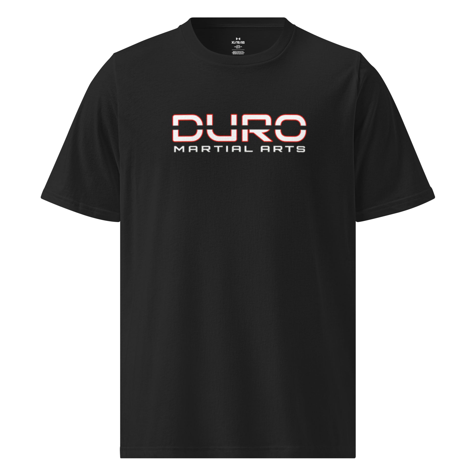 DURO Martial Arts Under Armour performance tee in black, front view