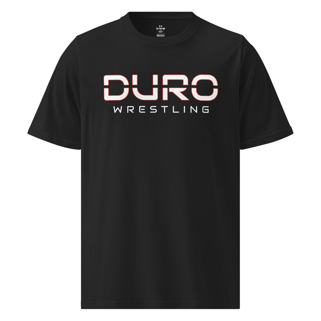 DURO Wrestling Under Armour training tee in black, front view