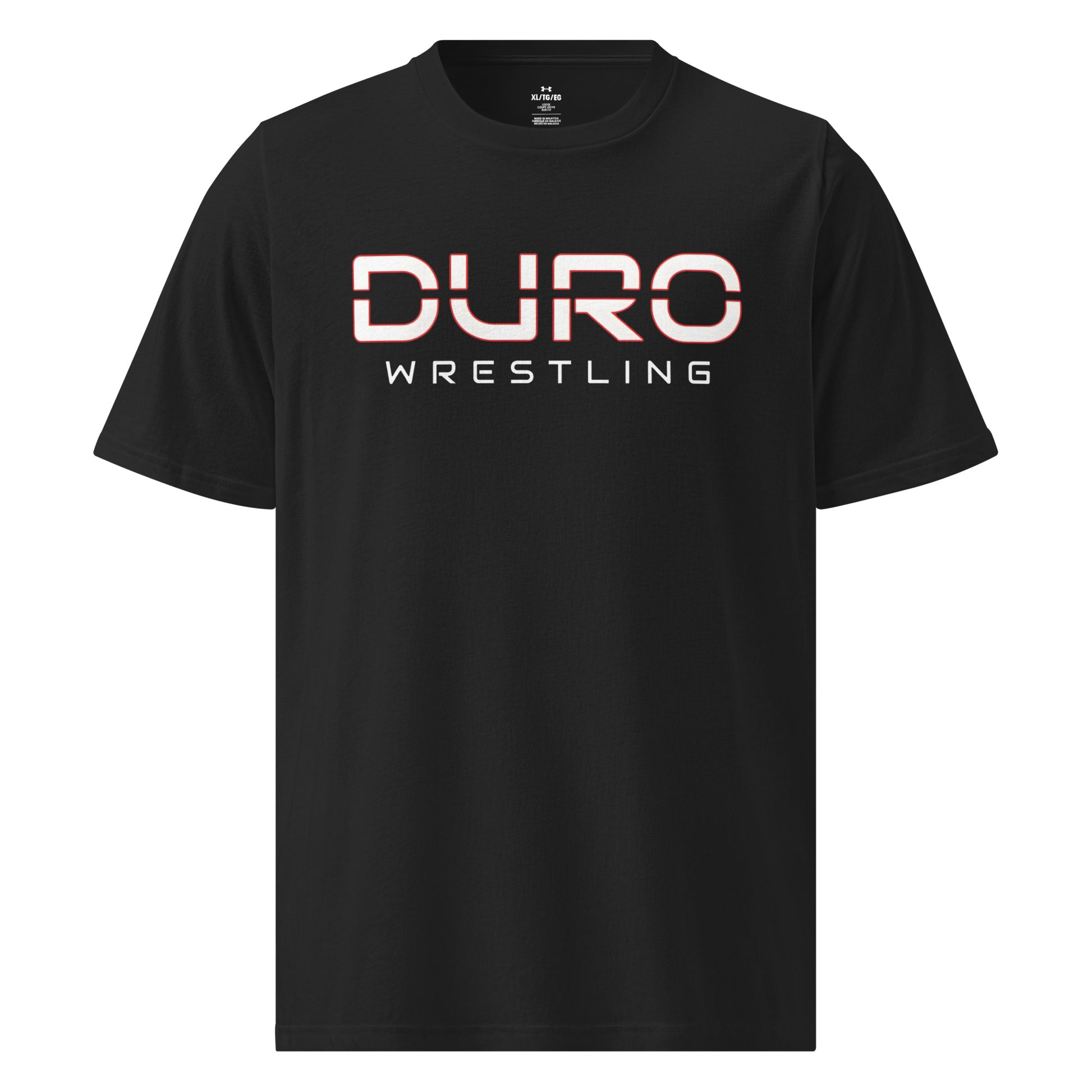 DURO Wrestling Under Armour training tee in black, front view