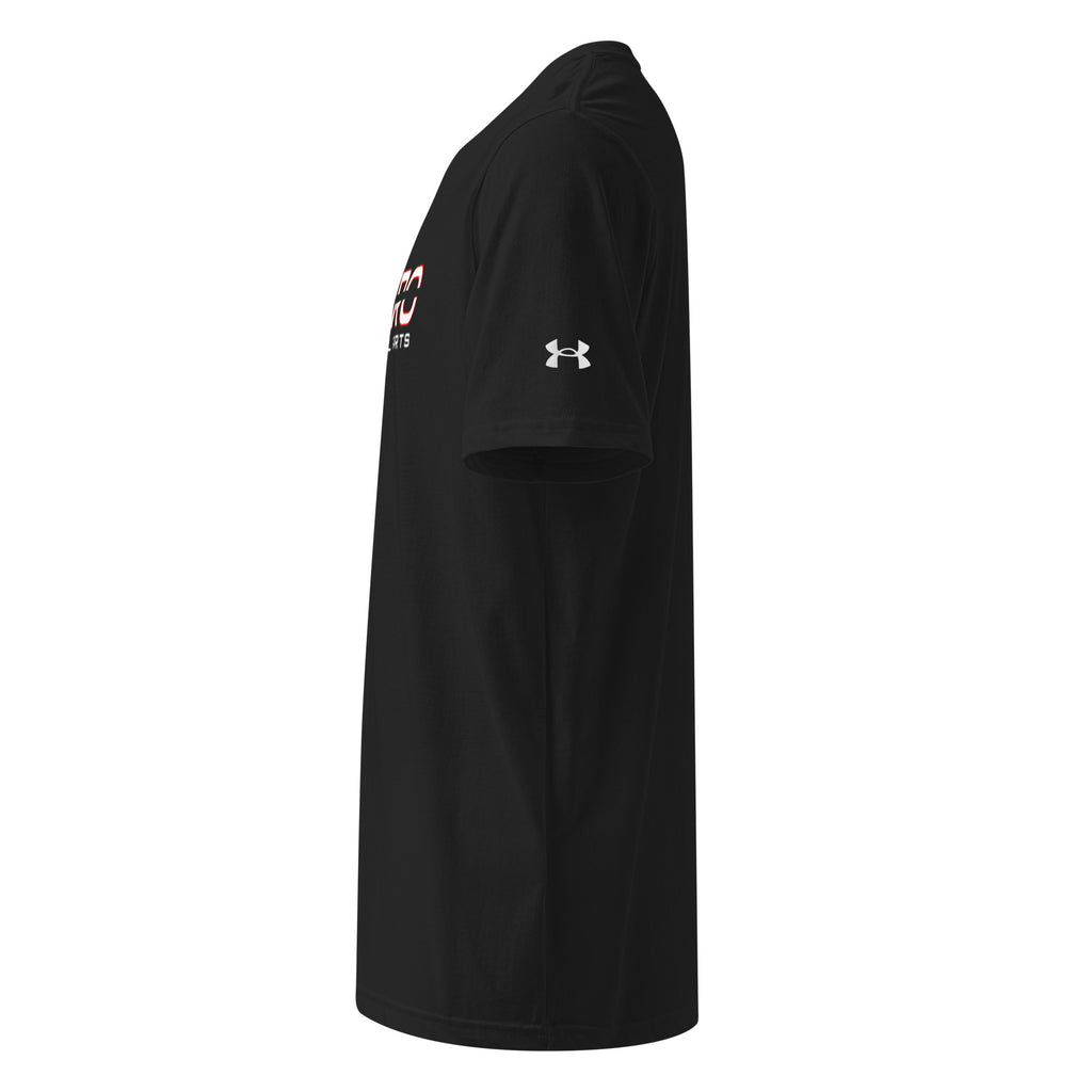 DURO Martial Arts Under Armour performance tee in black, left side view