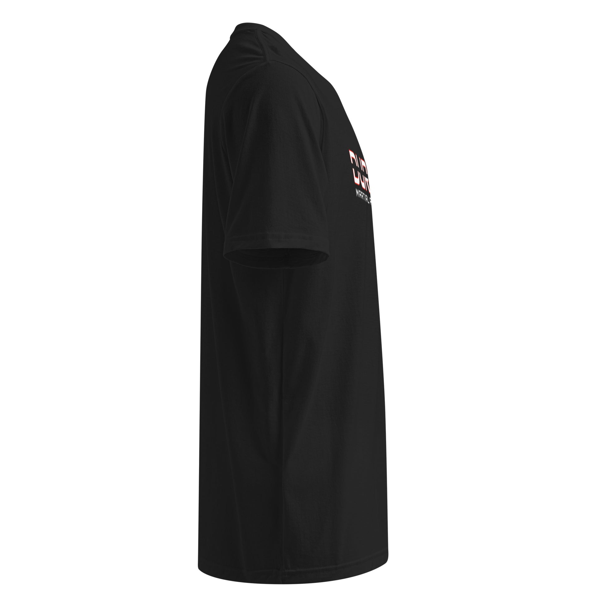 DURO Martial Arts Under Armour performance tee in black, right side view