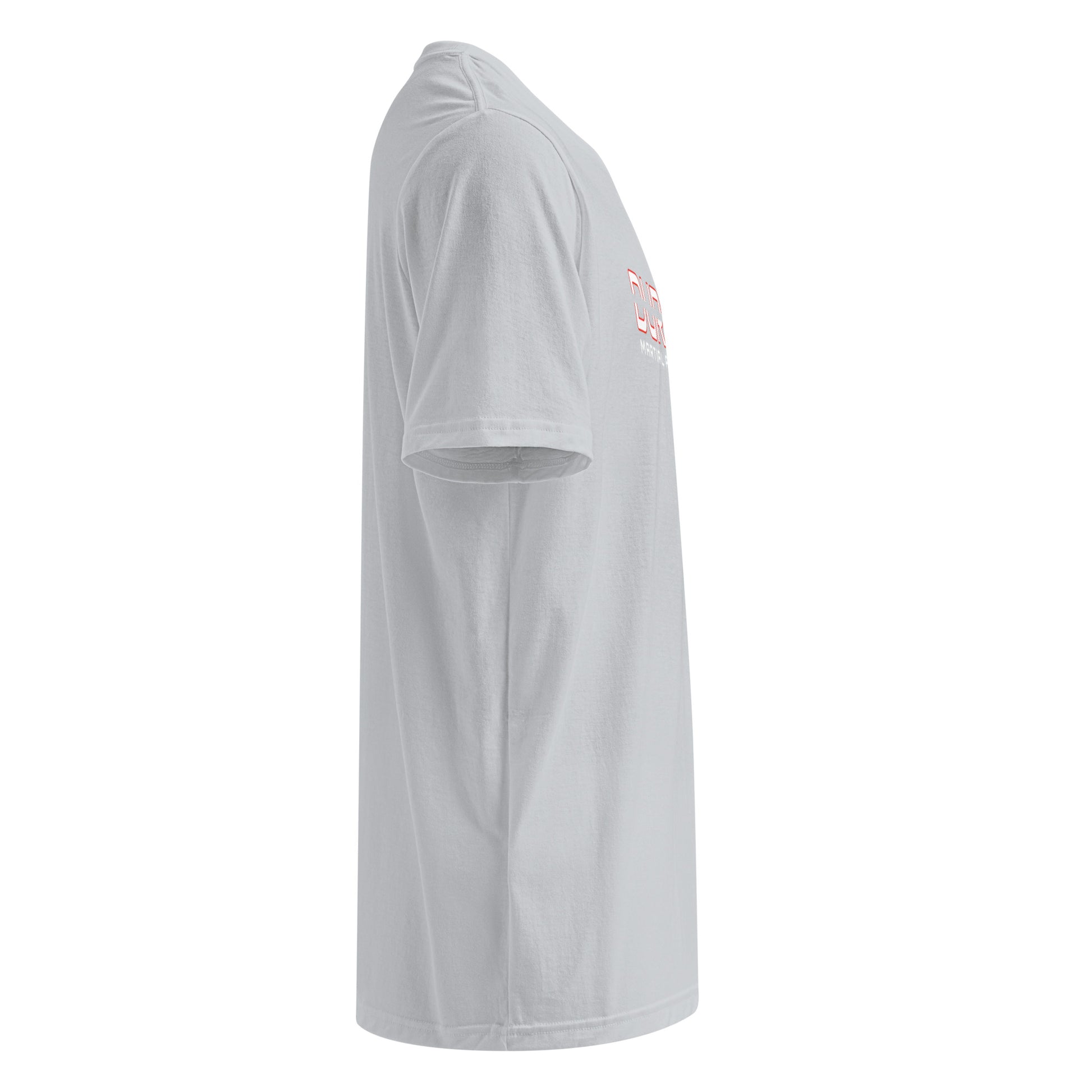 DURO Martial Arts Under Armour performance tee in grey, right side view