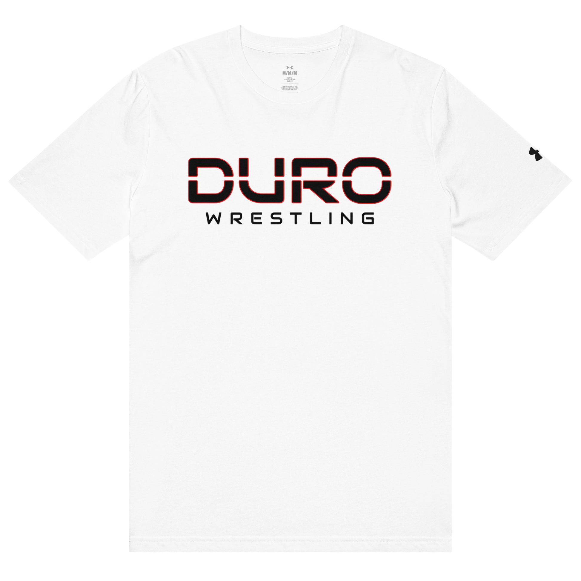 DURO Wrestling Under Armour training tee in white, front view