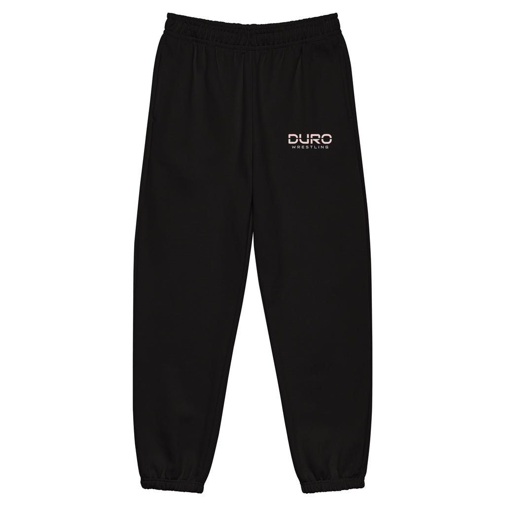 DURO Wrestling heavyweight sweatpants in black, front view