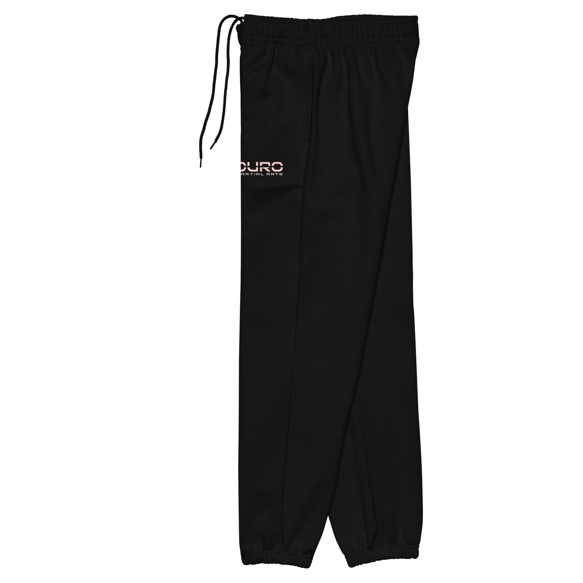 DURO Martial Arts heavyweight sweatpants in black, left side view