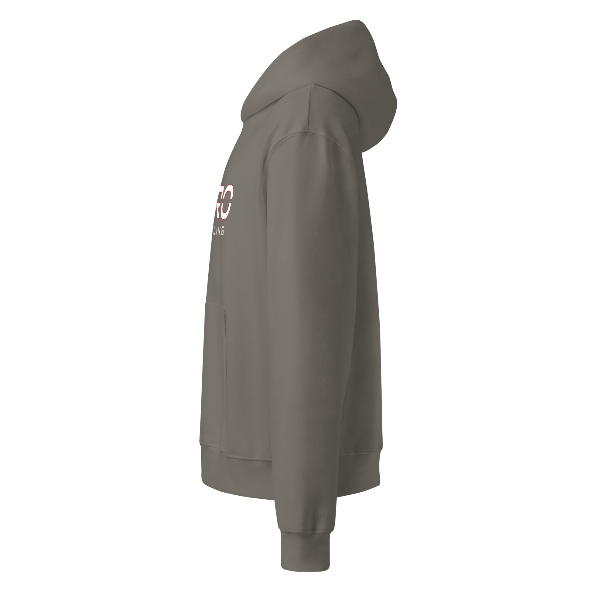 DURO Wrestling heavyweight hoodie in asphalt grey, left side view