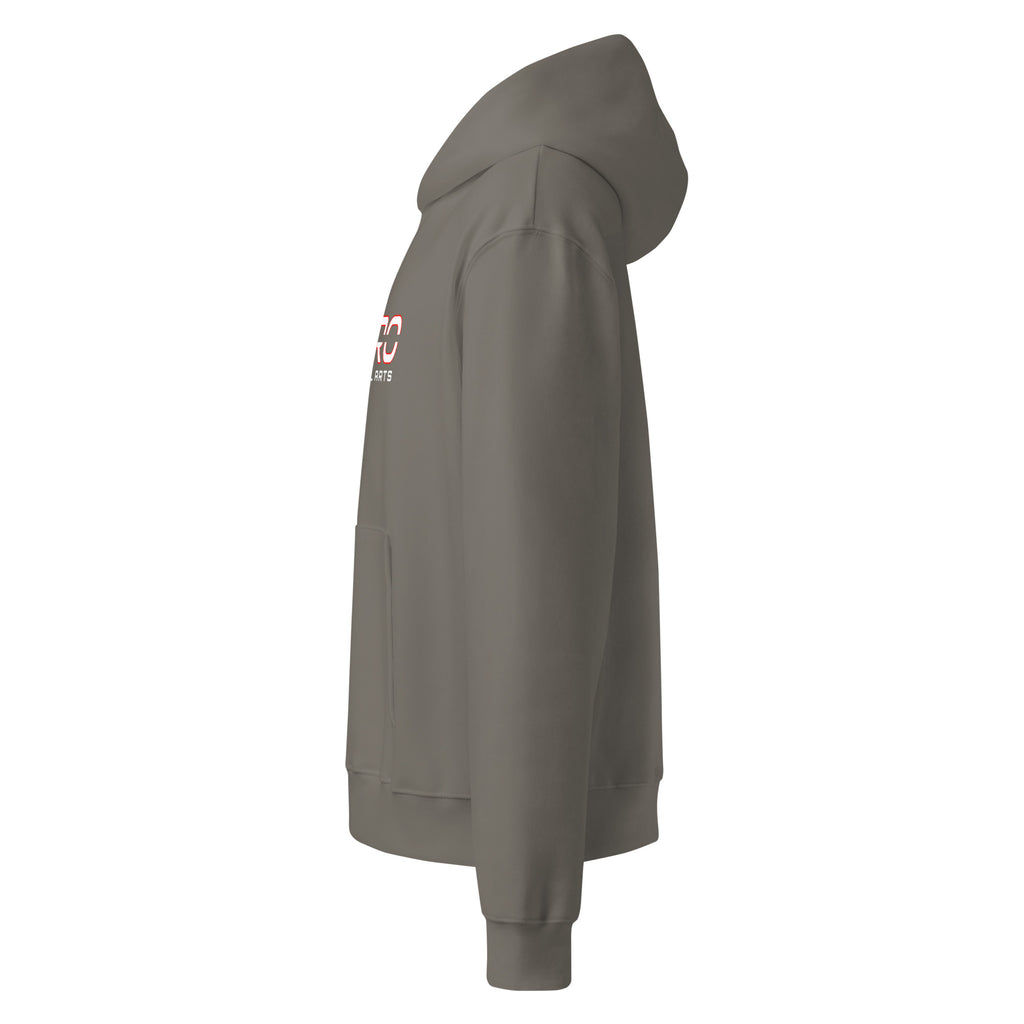 DURO Martial Arts heavyweight hoodie in asphalt grey, left side view