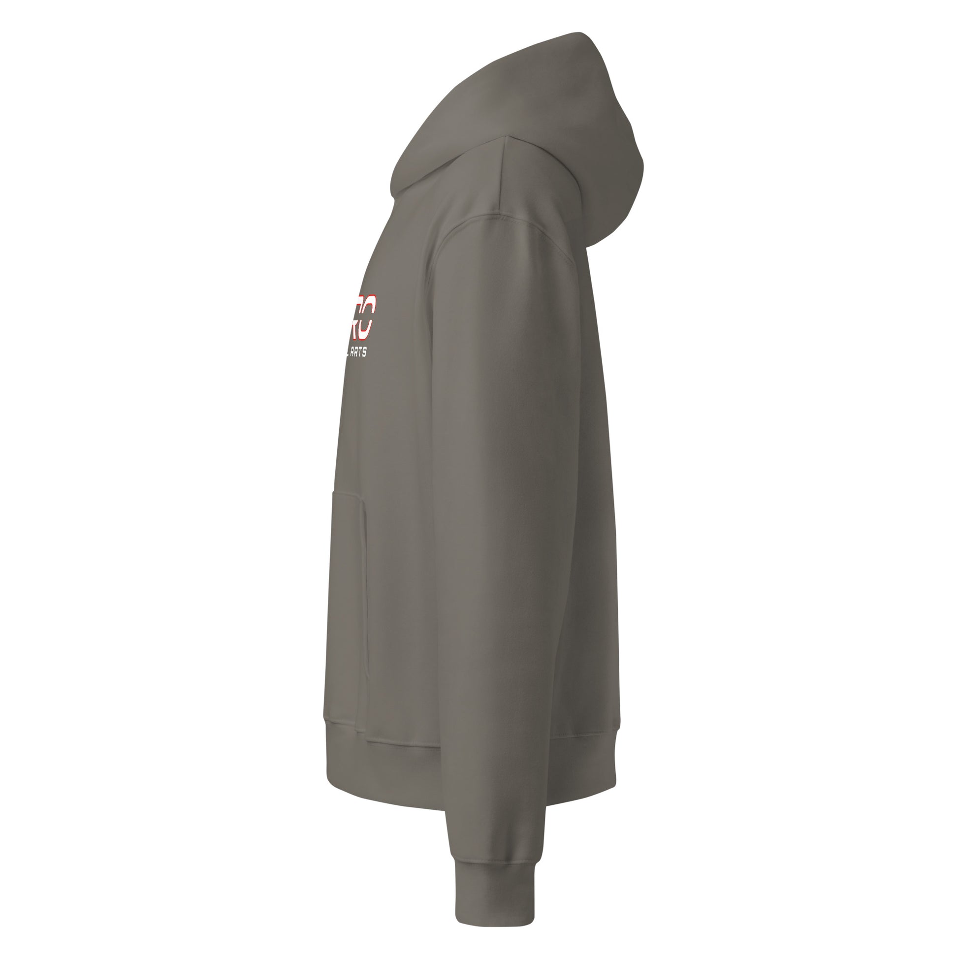 DURO Martial Arts heavyweight hoodie in asphalt grey, left side view