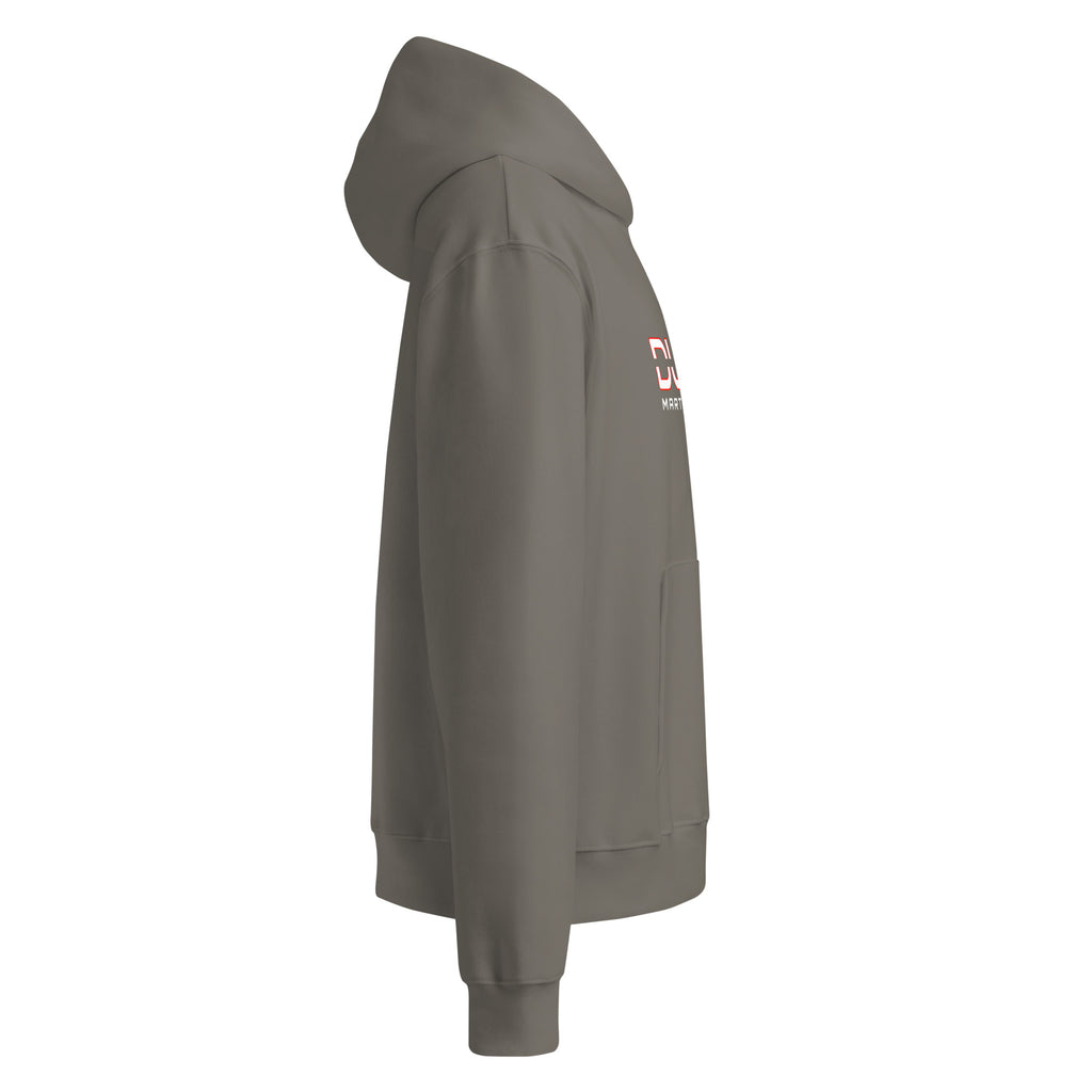 DURO Martial Arts heavyweight hoodie in asphalt grey, right side view