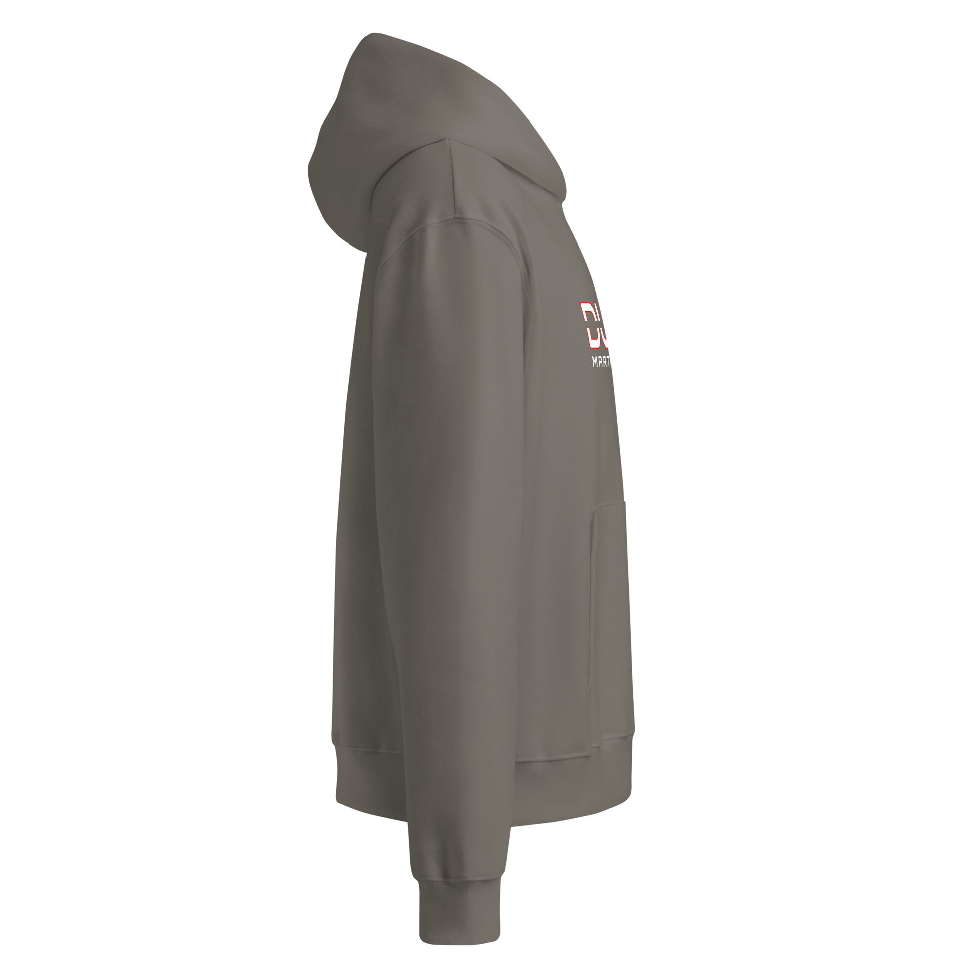 DURO Martial Arts heavyweight hoodie in asphalt grey, right side view