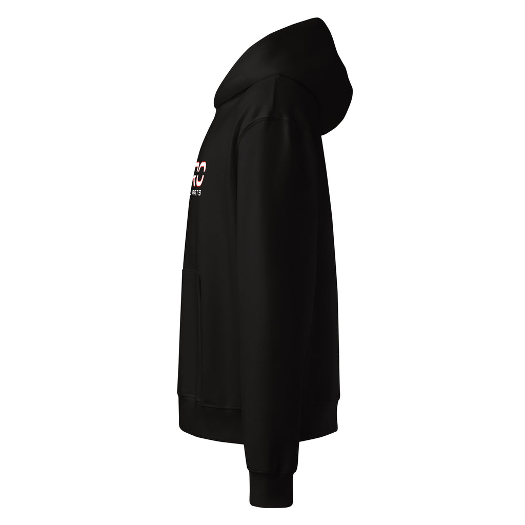 DURO Martial Arts heavyweight hoodie in black, left side view