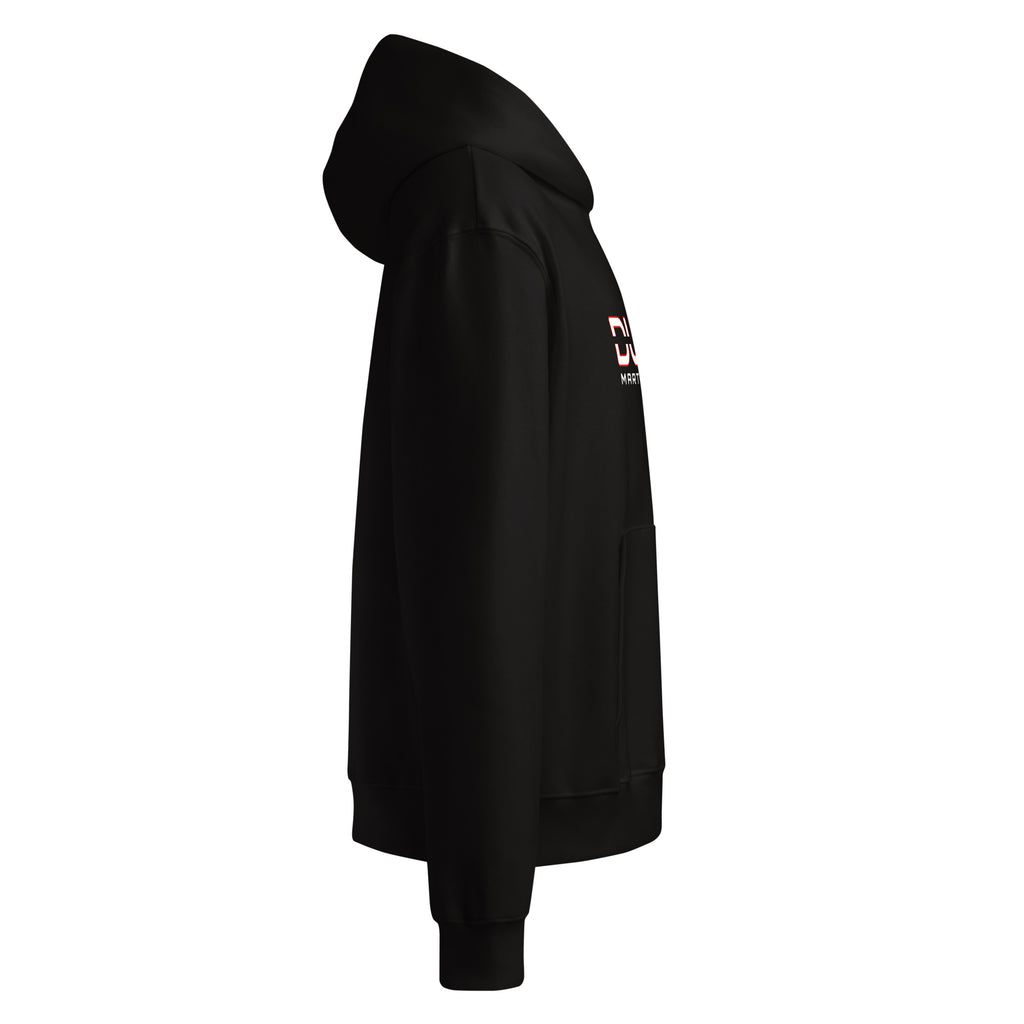 DURO Martial Arts heavyweight hoodie in black, right side view