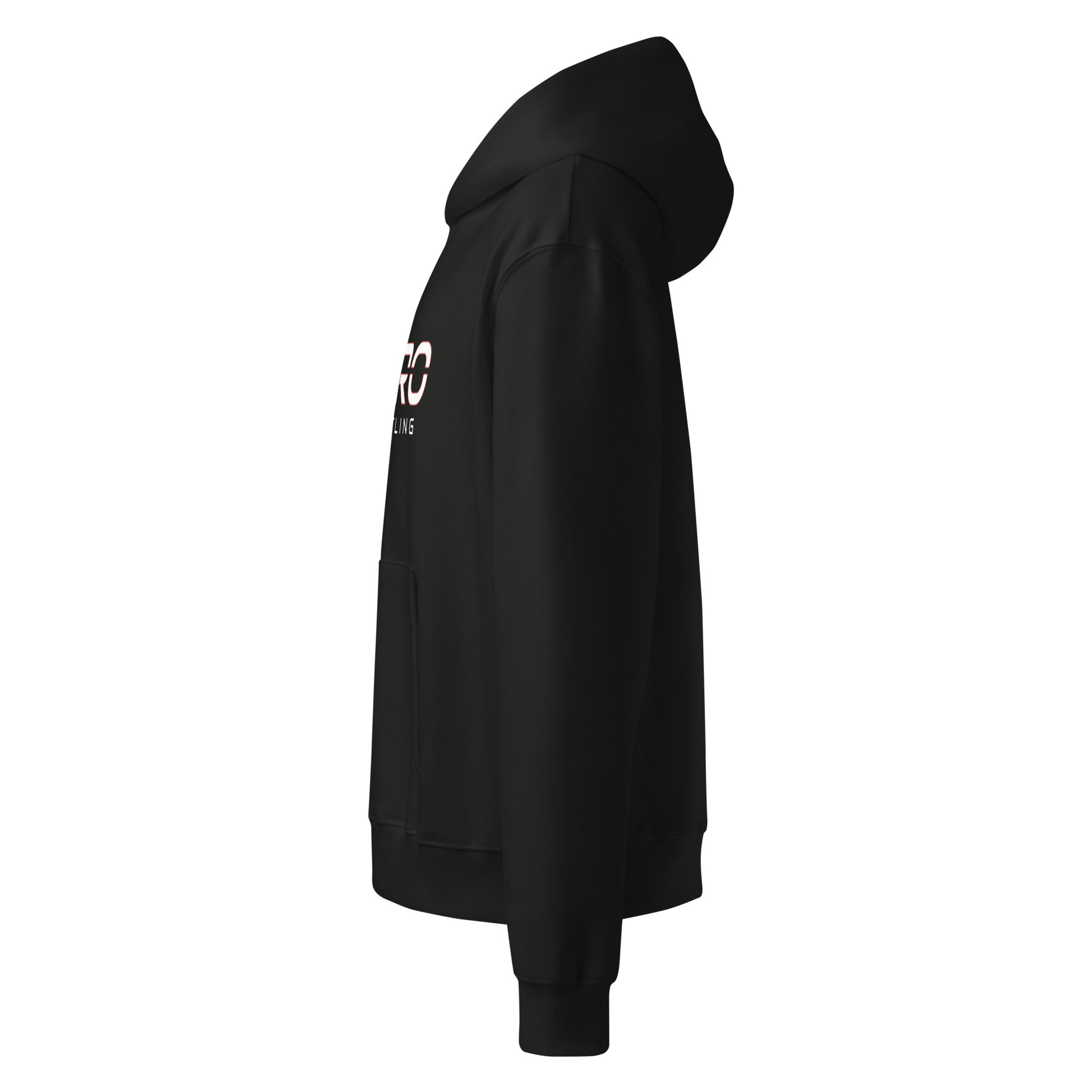 DURO Wrestling heavyweight hoodie in vintage black, left side view