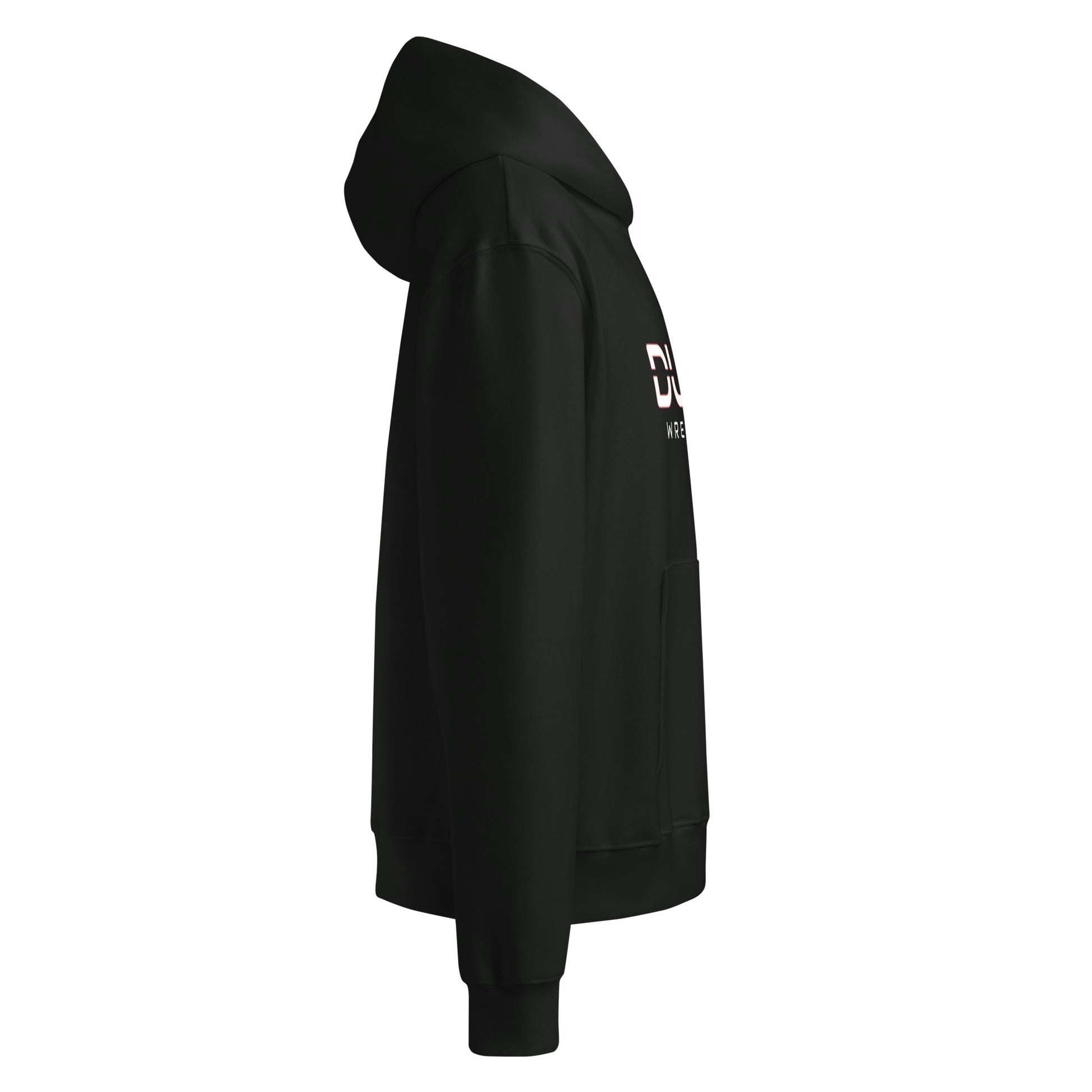 DURO Wrestling heavyweight hoodie in vintage black, right side view