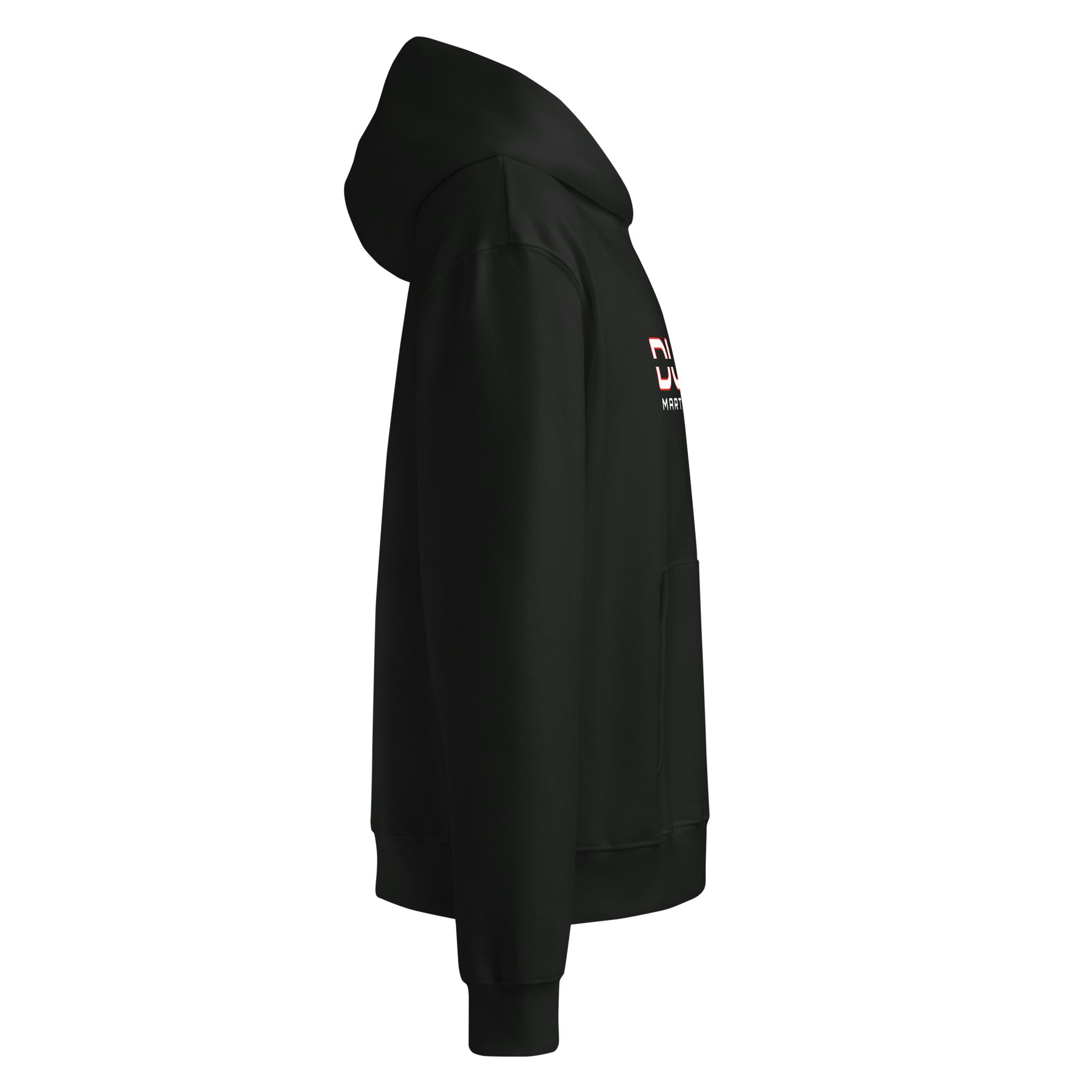 DURO Martial Arts heavyweight hoodie in vintage black, right side view