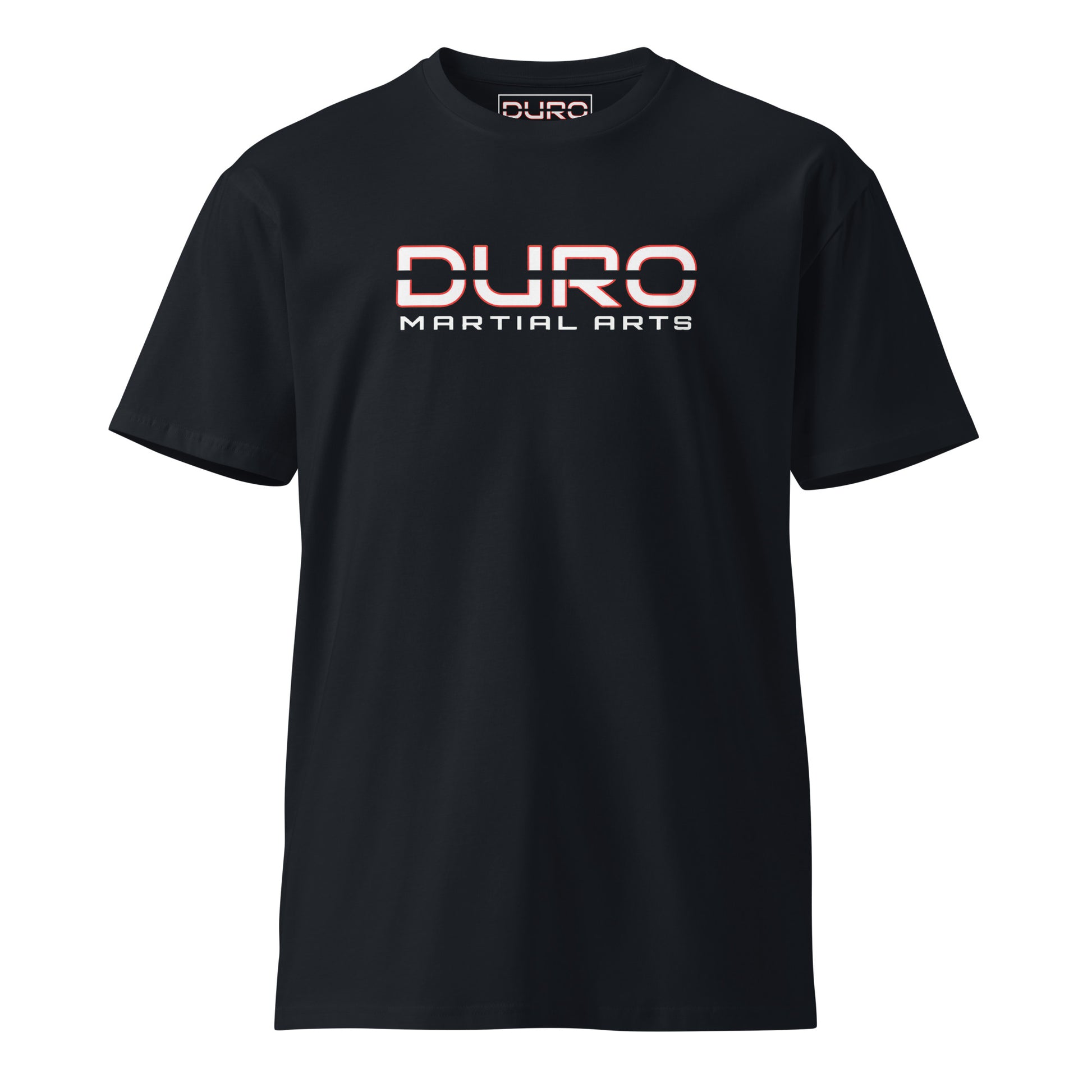 DURO Martial Arts everyday tee in navy, front view