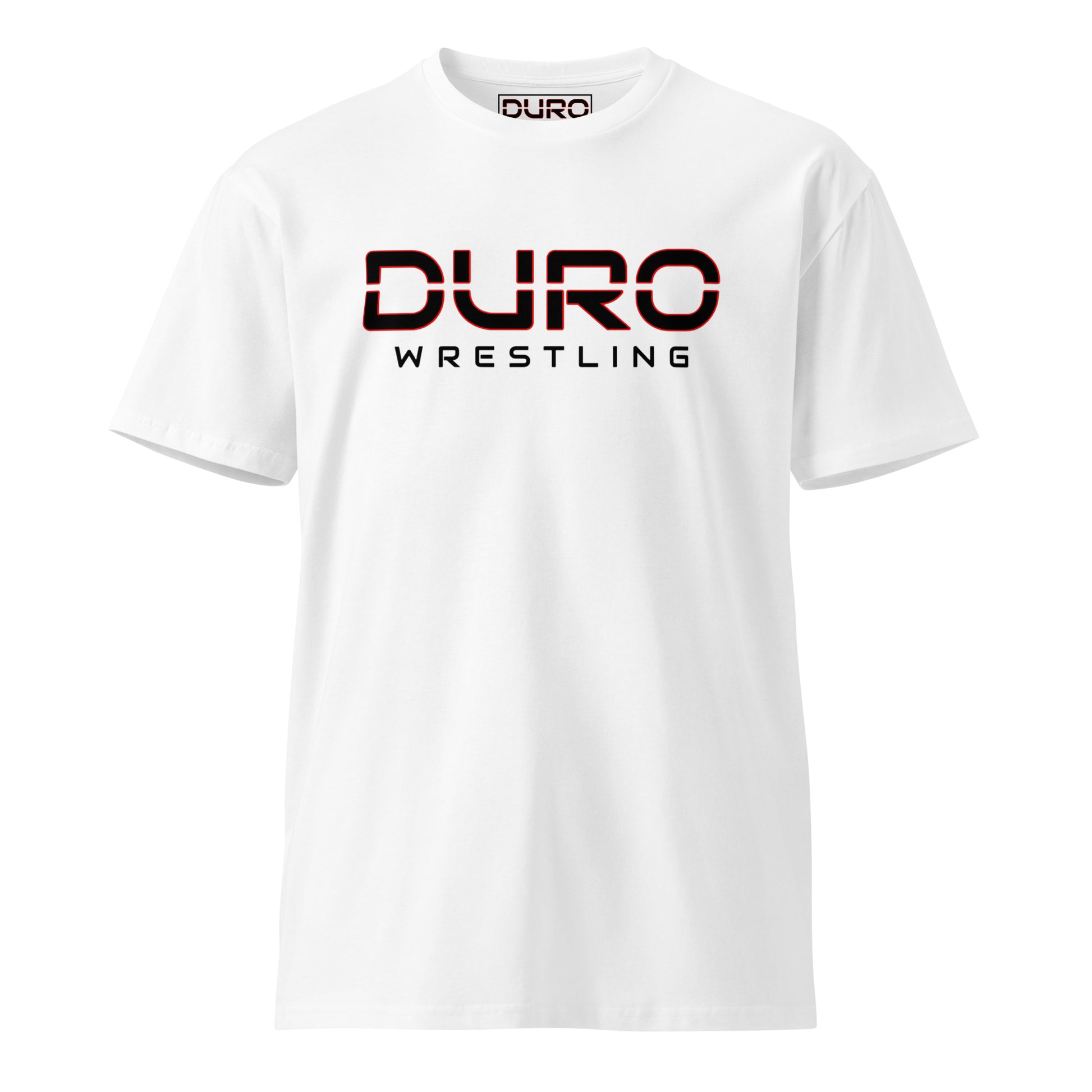 DURO Wrestling everyday tee in white, front view