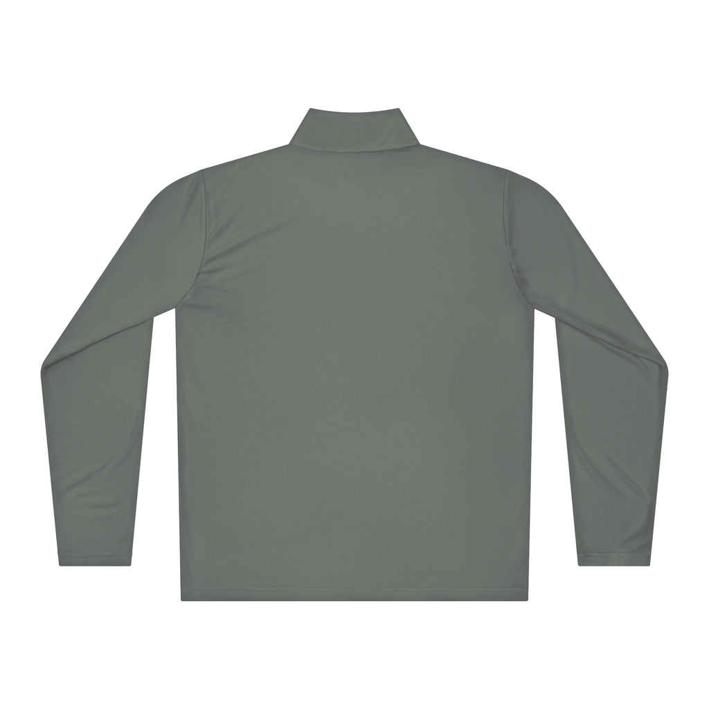 DURO Martial Arts performance quarter-zip in concrete grey, back view