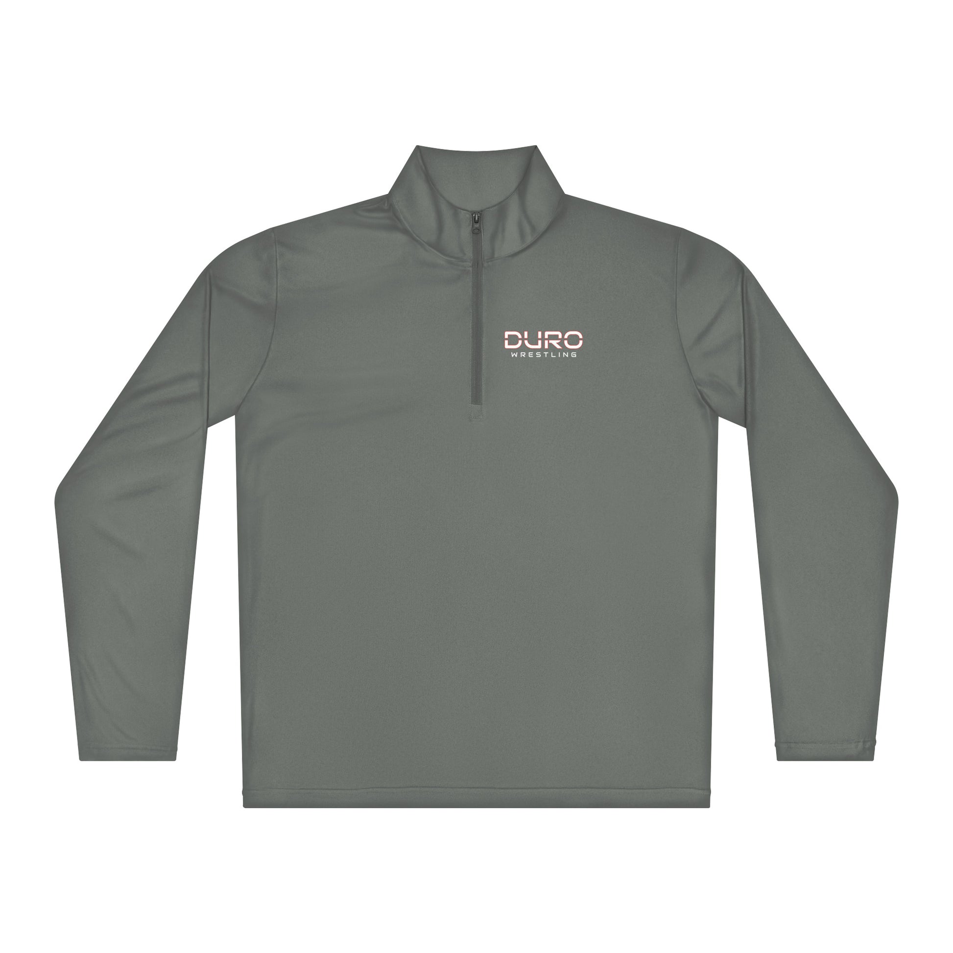 DURO Wrestling performance quarter-zip in concrete grey, front view