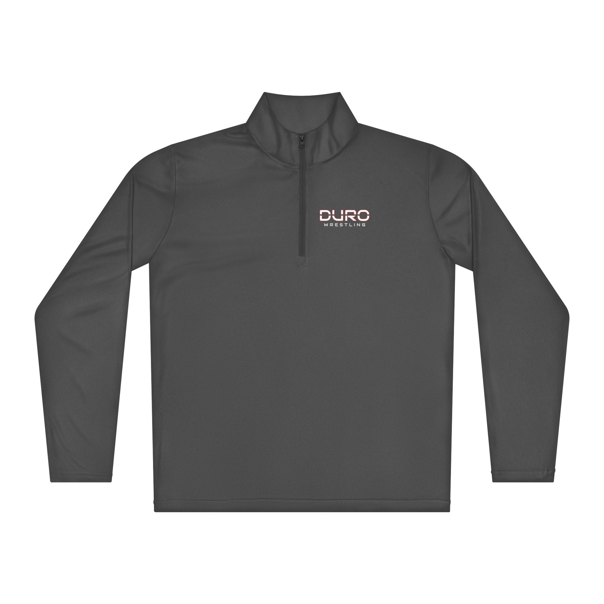 DURO Wrestling performance quarter-zip in iron grey, front view