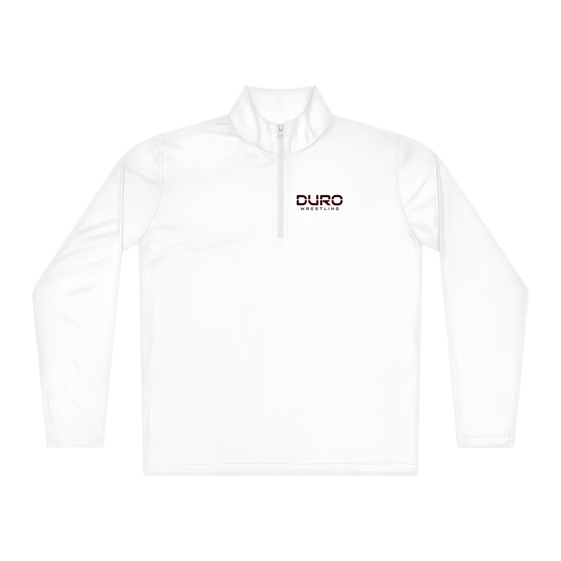 DURO Wrestling performance quarter-zip in white, angled front view